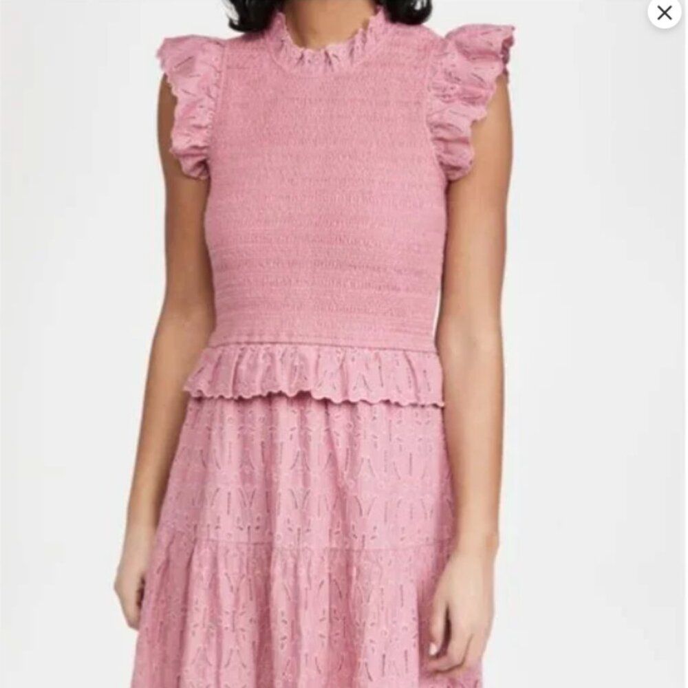 Sea New York Ingrid Smocked Midi Dress sz 8